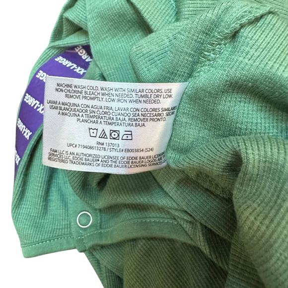 NWT Eddie Bauer Scoop Snap Henley Shirt Green Stretch Casual‎ Comfy Classic XXL - Picture 6 of 6